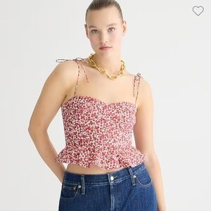J Crew Cropped bustier peplum top in Liberty® Eliza's Red fabric Sz 00 NWT